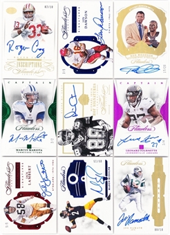 2015-2018 Panini Flawless Football Assorted Autograph Lot - Collection Of (9) Autographed Cards Including Joe Namath!